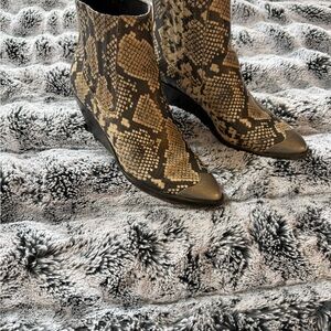 Treasure & Bond Black and Tan Snake Print Ankle Bootie